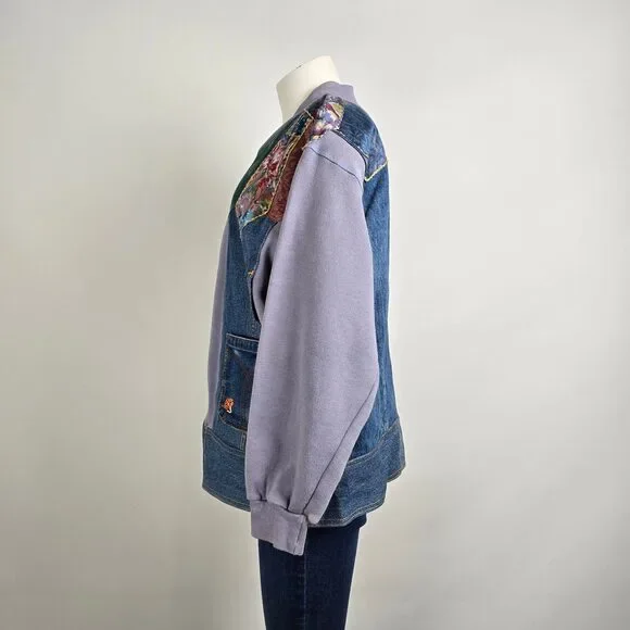 Vintage Handmade Denim Patchwork Zip Up Jacket Size L/XL - Picture 5 of 7